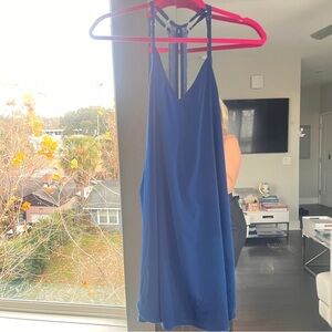 royal blue silk satin blouse cami dress